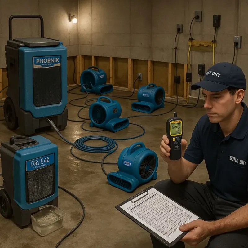 Structural Drying and Dehumidification process in Somersworth, NH